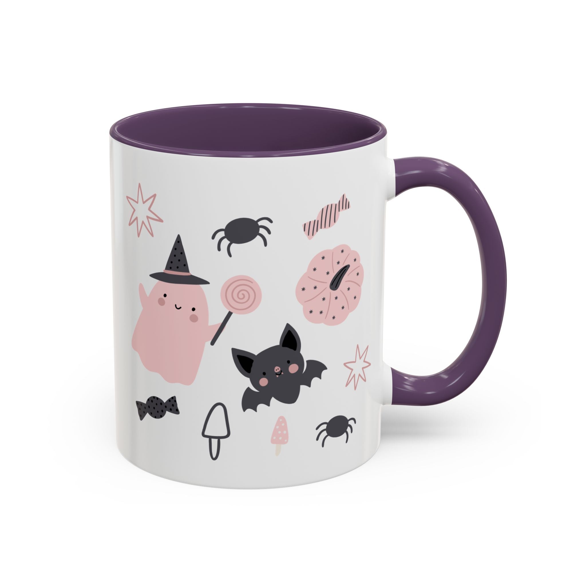 Halloween Ceramic Mug, Festive Pumpkin and Bat Coffee Cup