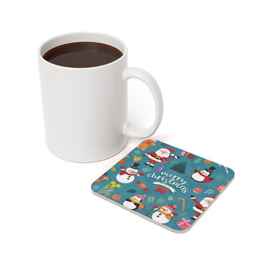 Christmas Cork Back Coaster – Holiday Drink Coaster with Glossy Top