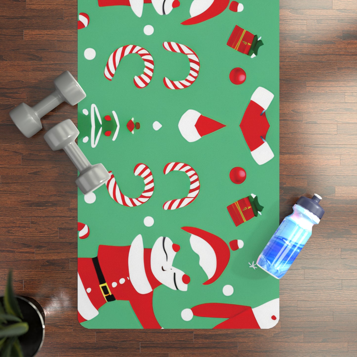 Festive Christmas Non-Slip Rubber Yoga Mat – 24"x68"