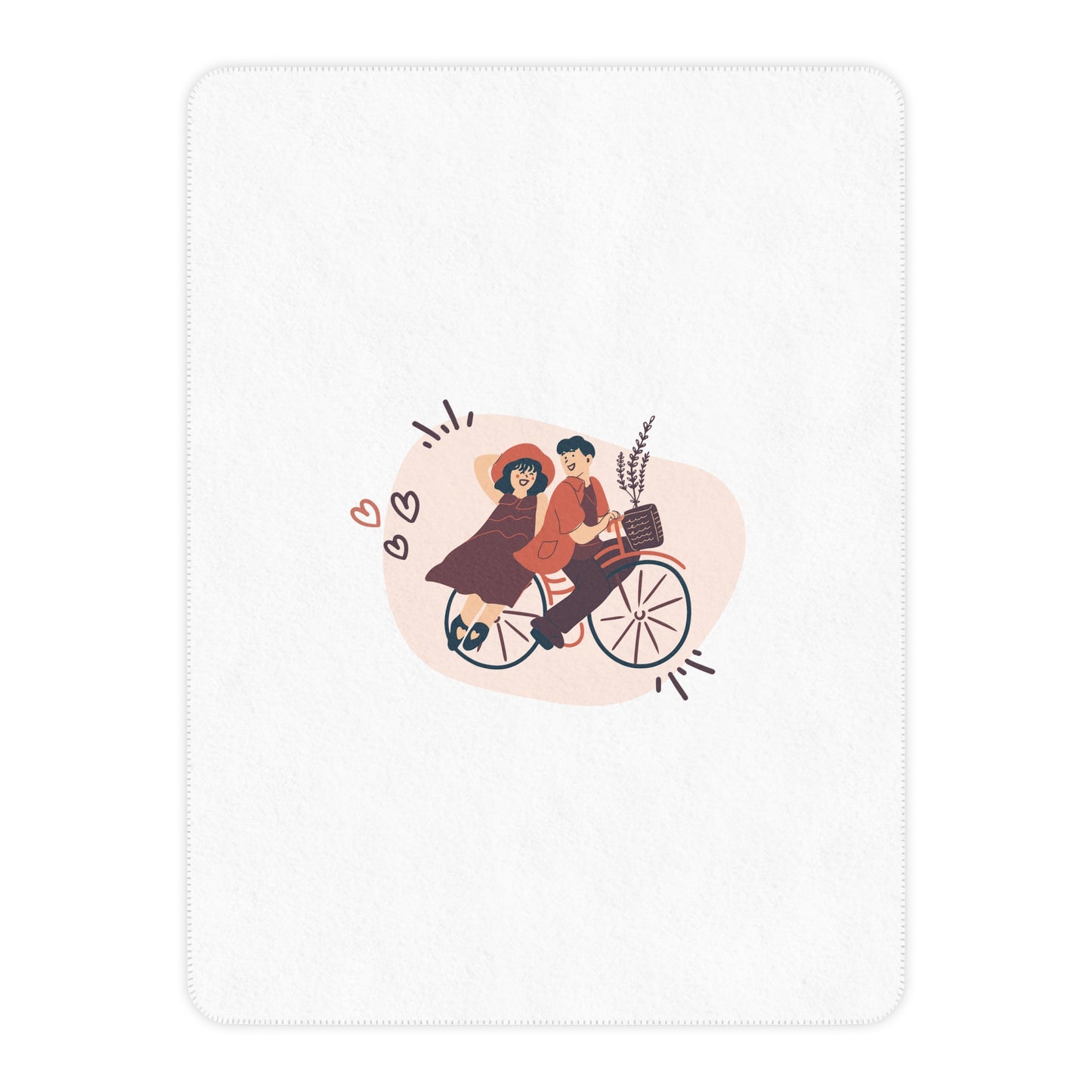 Couple on Cycle Printed Tan Sherpa Blanket for Valentine Day