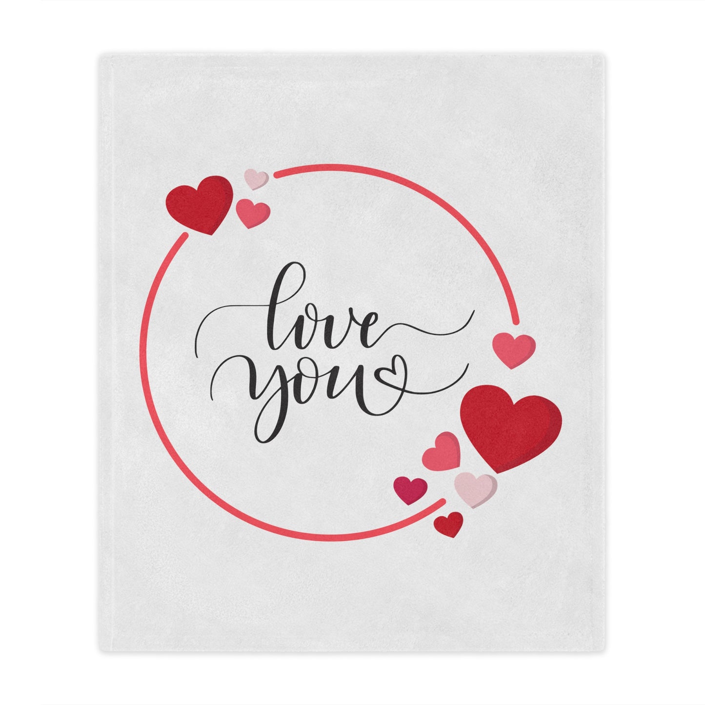Love You with Flying Hearts Printed Velveteen Minky Blanket for Valentine