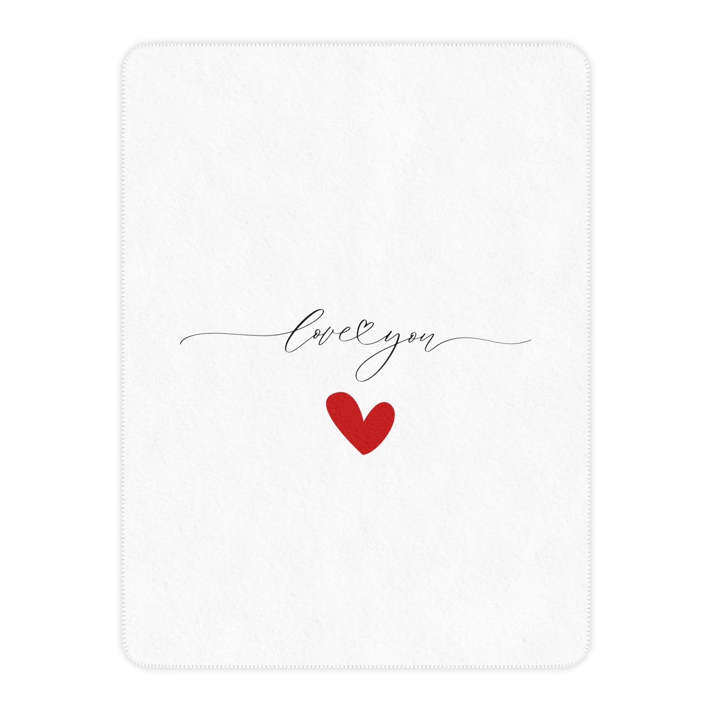 Love You Signatur with Heart Printed Tan Sherpa Blanket for Valentine Day