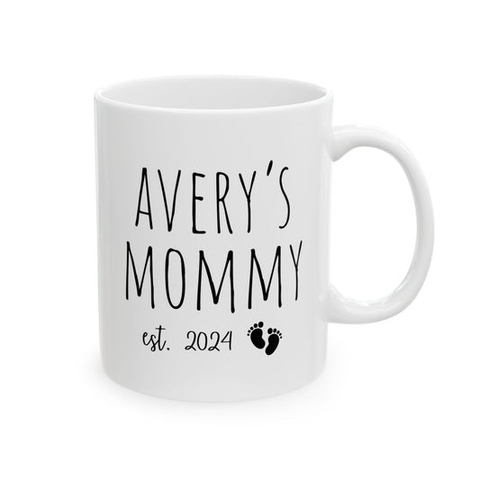 Mommy Mug with Kid Name – Personalized Coffee Mug for New Parents, Christmas Gift