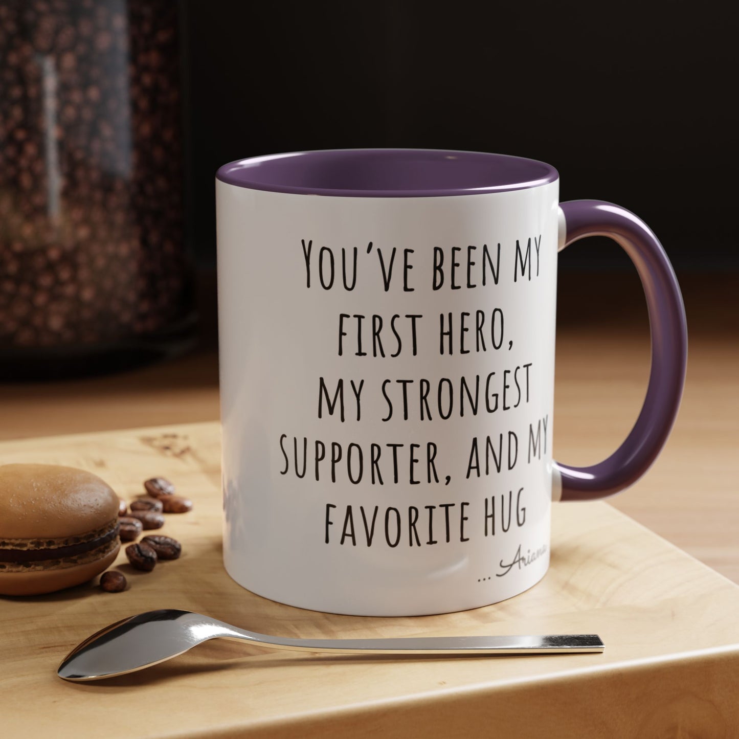 Father’s Day Mug with Heartfelt Quote – “You’ve Been My First Hero” Coffee Cup Gift from Daughter or Son