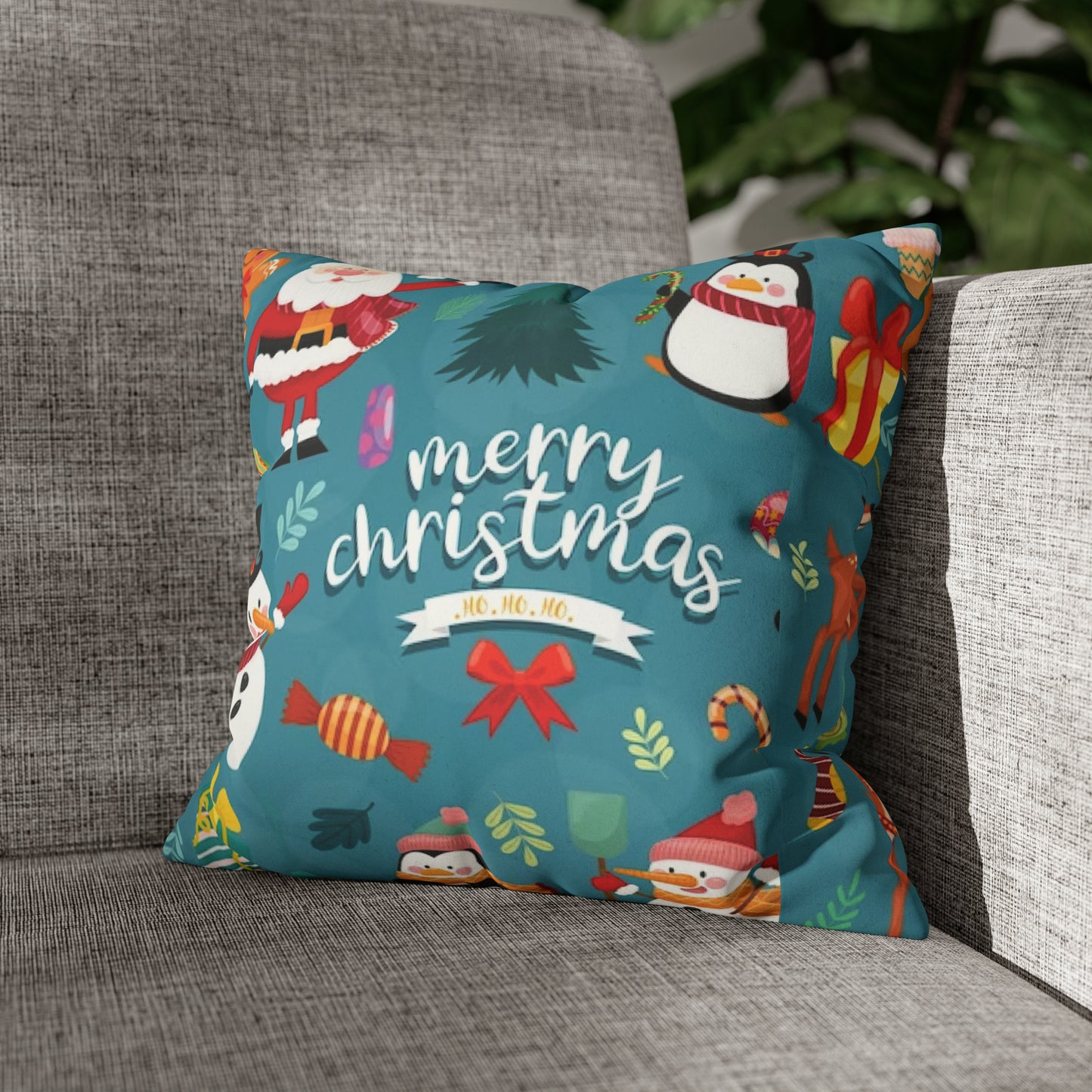 Faux Suede Square Christmas Pillow Case