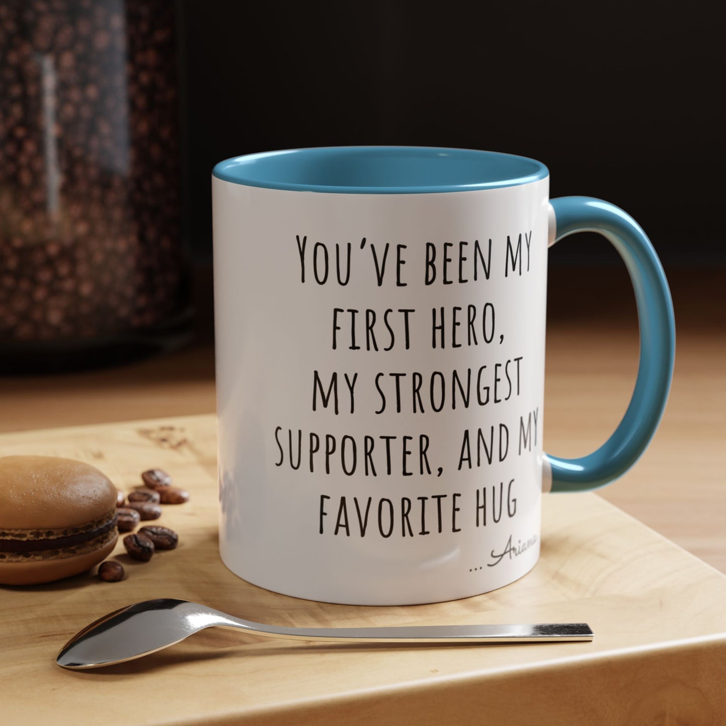 Father’s Day Mug with Heartfelt Quote – “You’ve Been My First Hero” Coffee Cup Gift from Daughter or Son