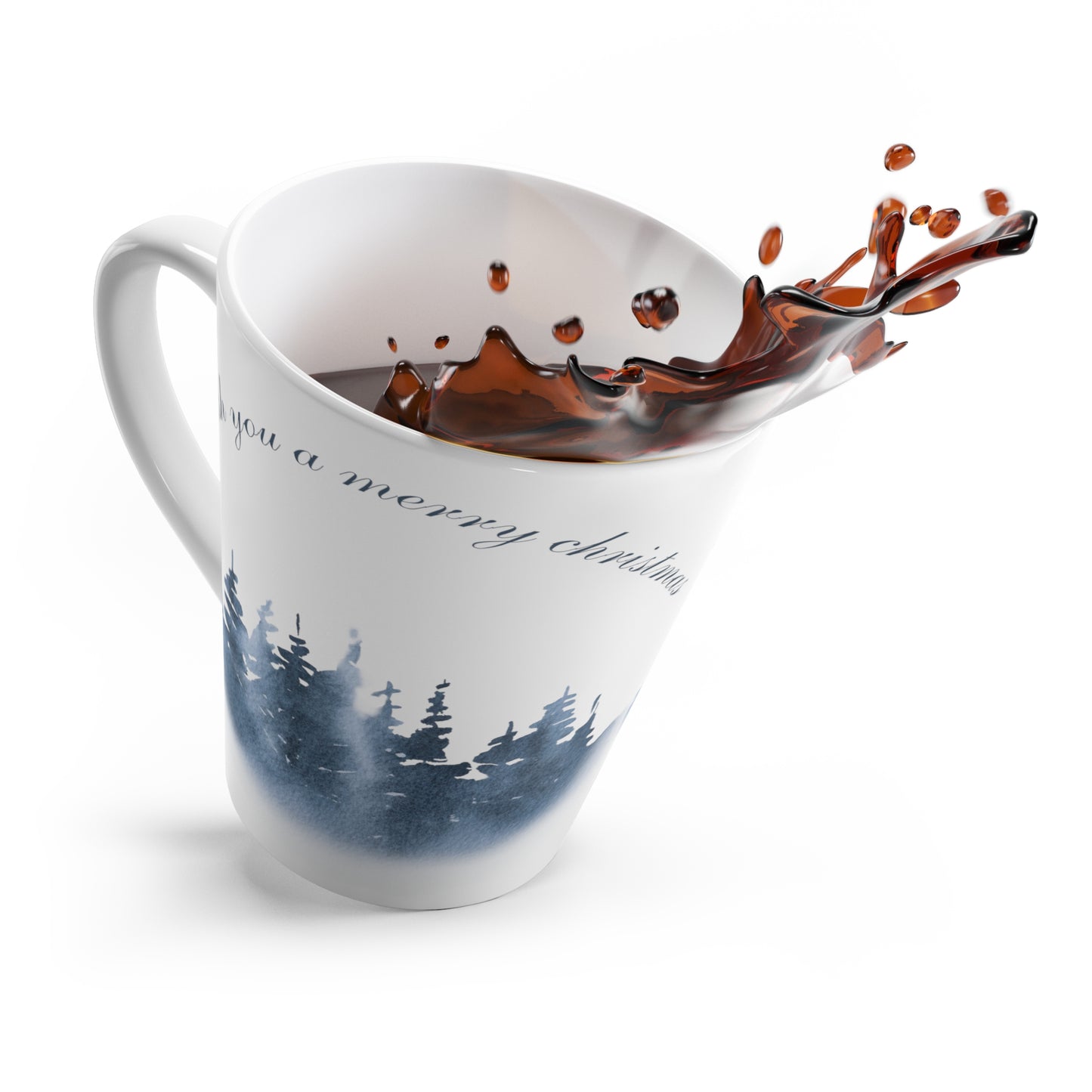 Wish You a Merry Christmas Printed Latte Mug, 12oz