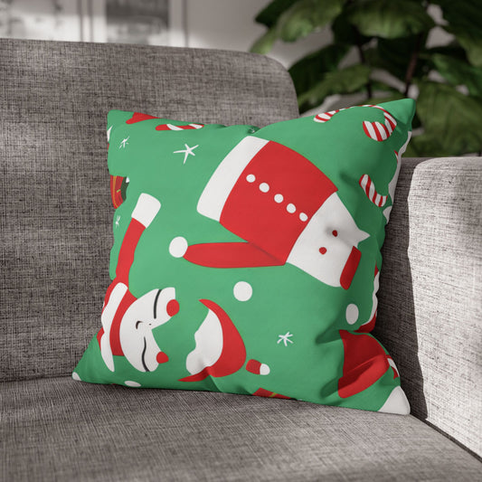 Christmas Spun Polyester Pillowcase with Double-Sided Print and Concealed Zipper