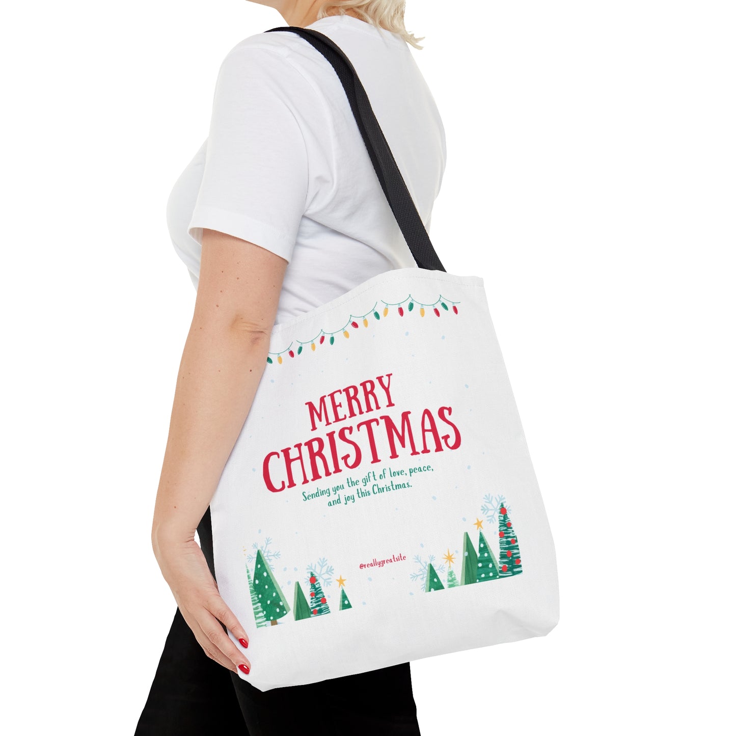 Merry Christmas Tree Printed Tote Bag