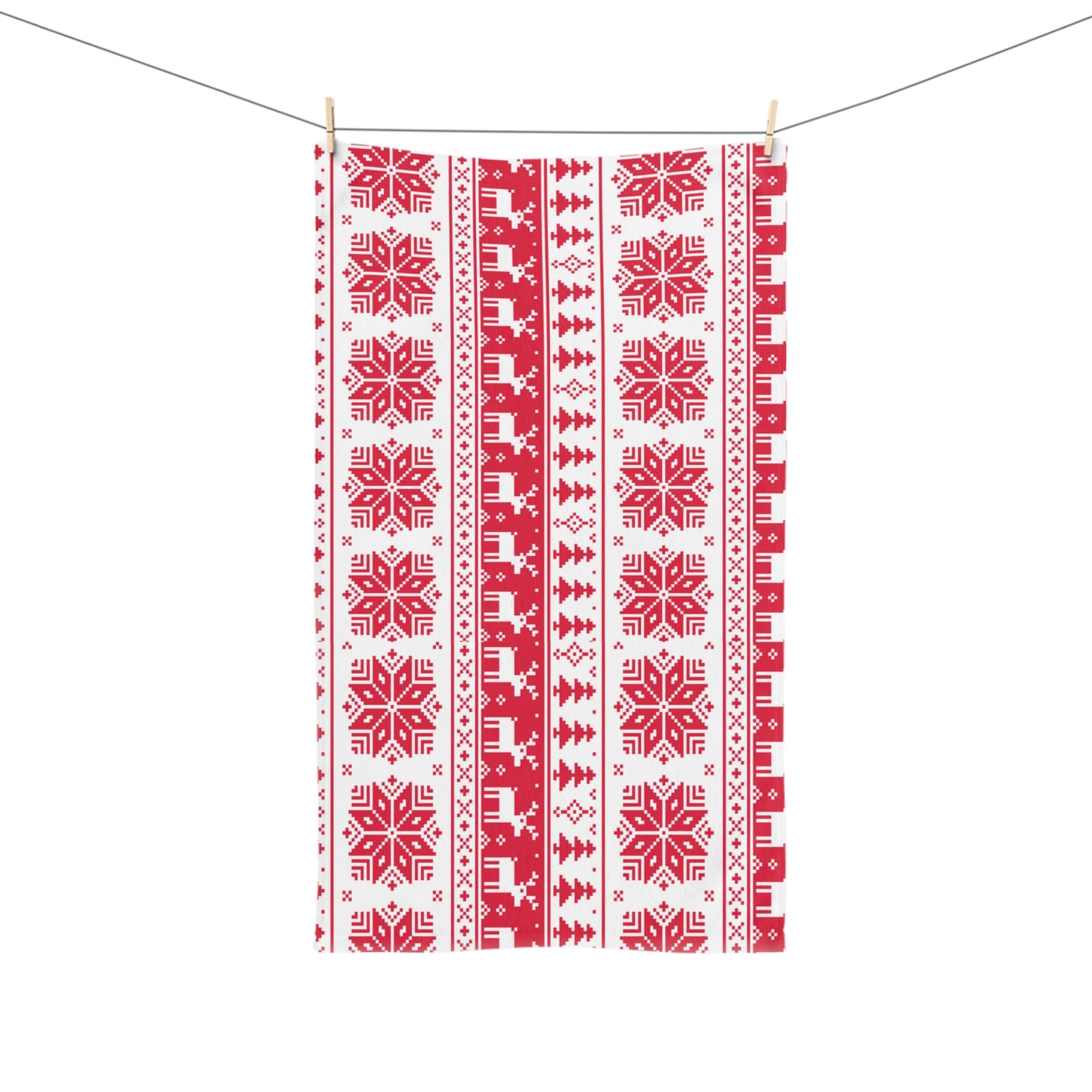 Soft Christmas Hand Towel – Polyester Front & Cotton Back, 16"x28"