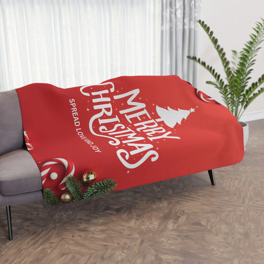 Merry Christmas with Spread Love and Joy Printed Sherpa Blanket