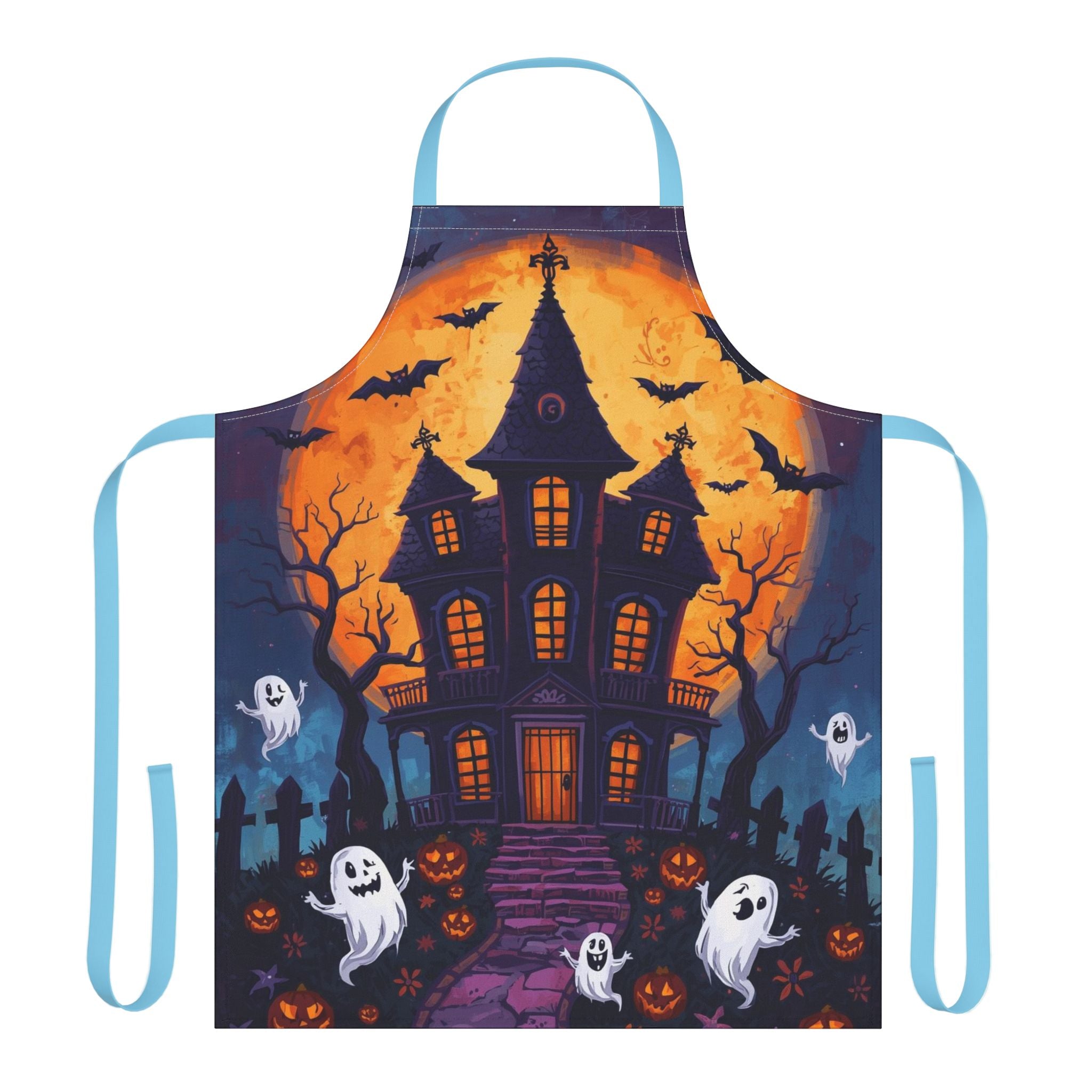 Halloween Apron – Haunted House Festive Apron for Spooky Cooking, Baking and Party Hosting