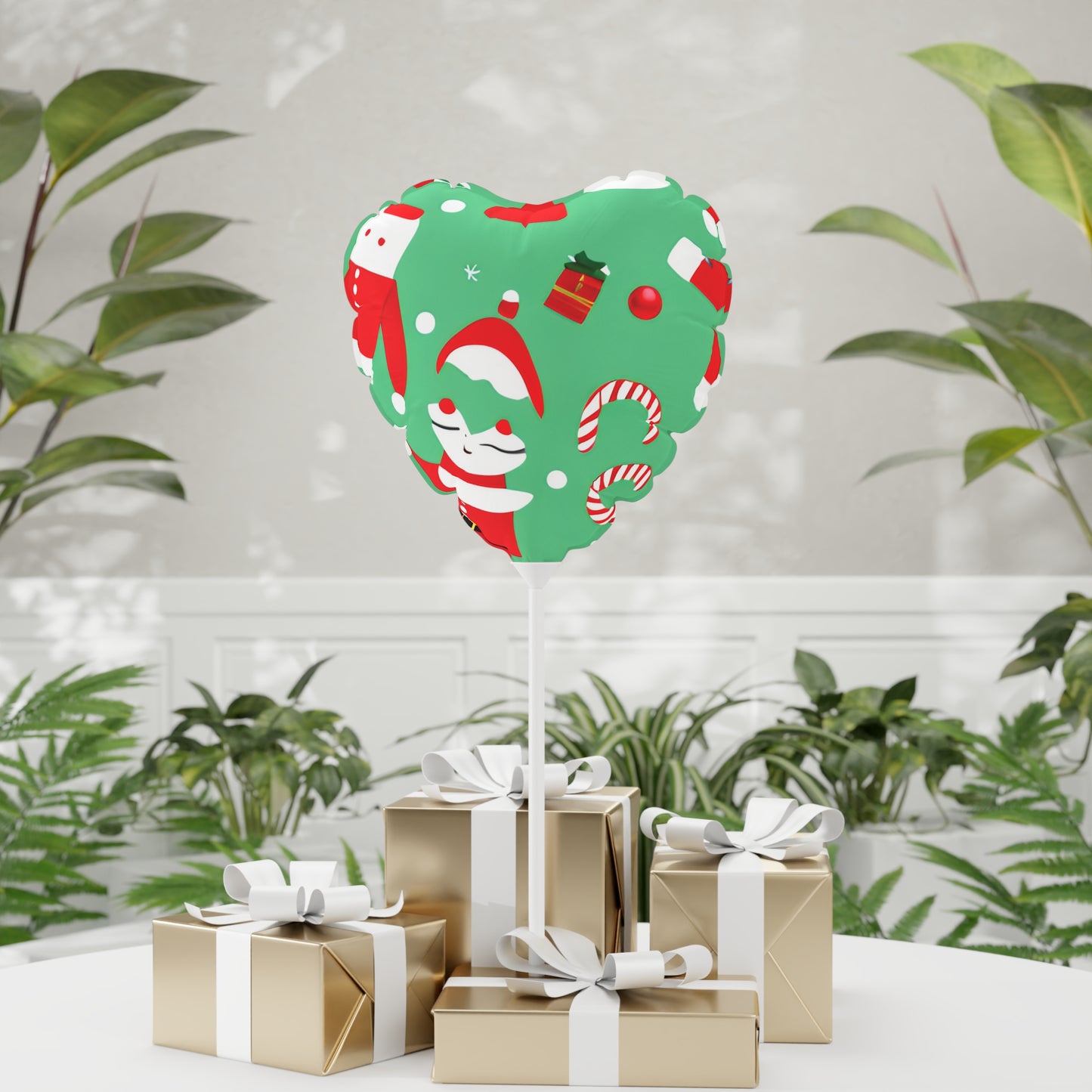Christmas Mylar Balloon – Round or Heart-Shaped, 11 Inch, with Stick