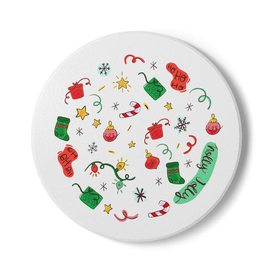 Holly Jolly Christmas Coaster – Festive Holiday Drink Accessory