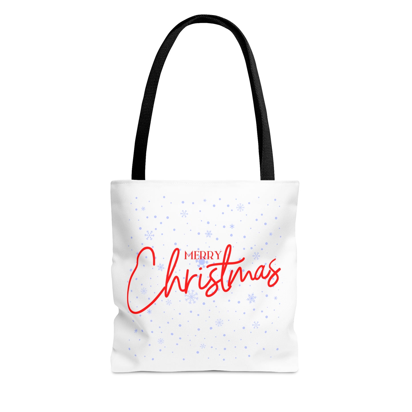 Tote Bag – Red “MERRY Christmas” Text with Snowflake Pattern – Holiday Gift for Seasonal Shoppers