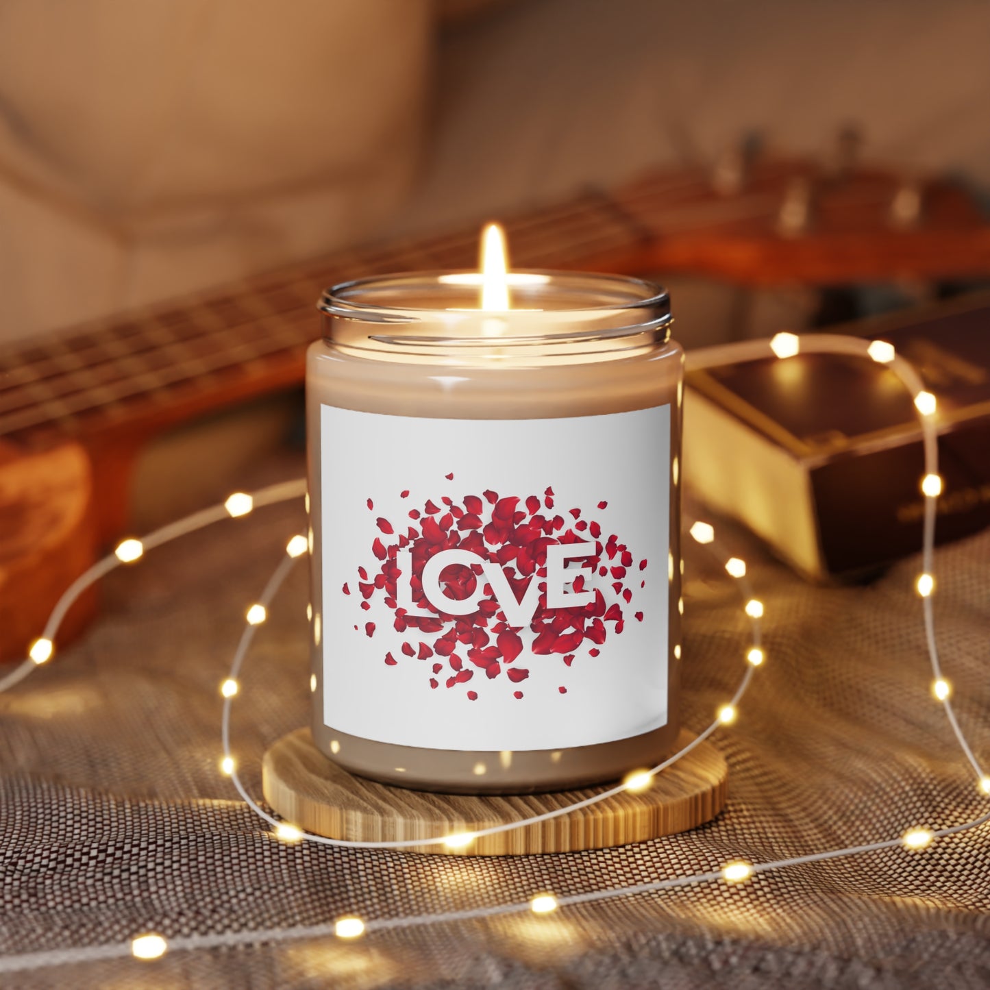 Love with Flowers Printed Scanted Candles for Valentines Day, Gift for Her