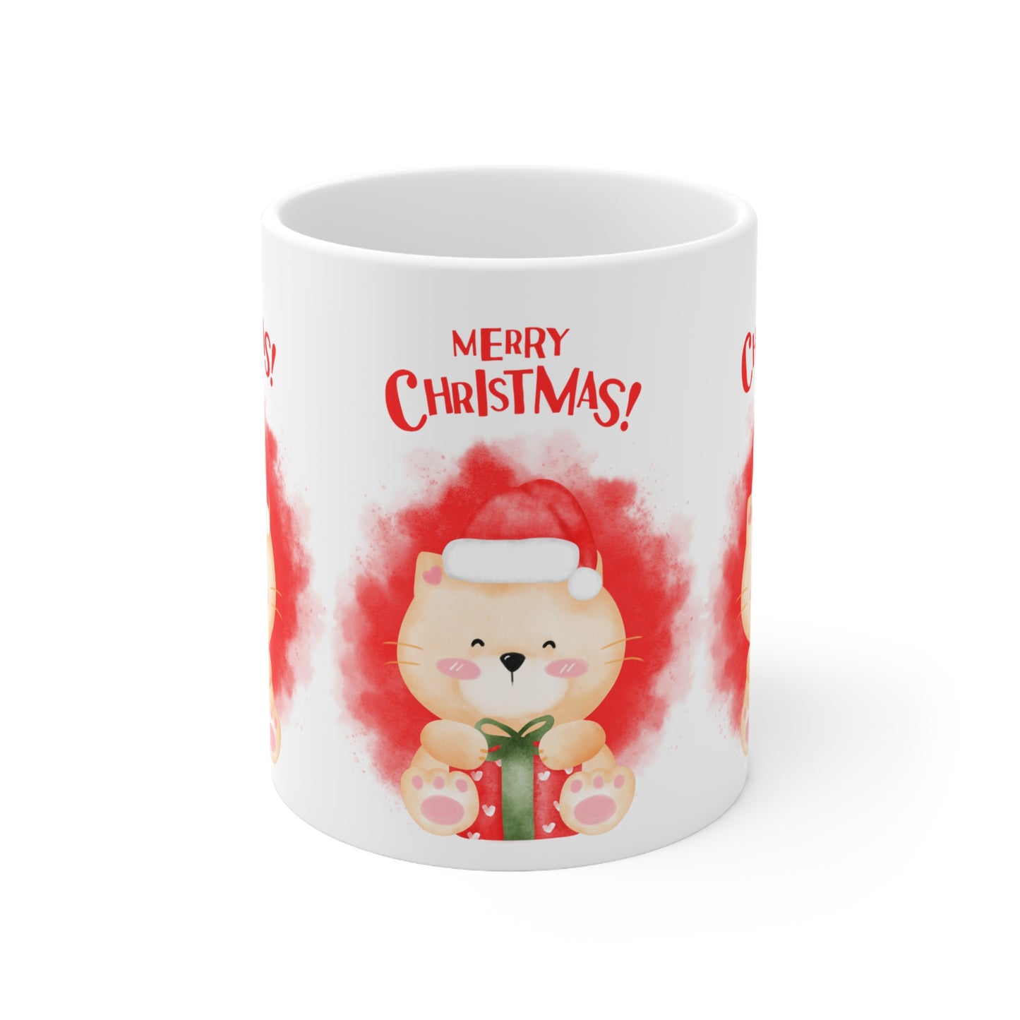 Merry Christmas with Teddy Printed Ceramic Mug, 11oz