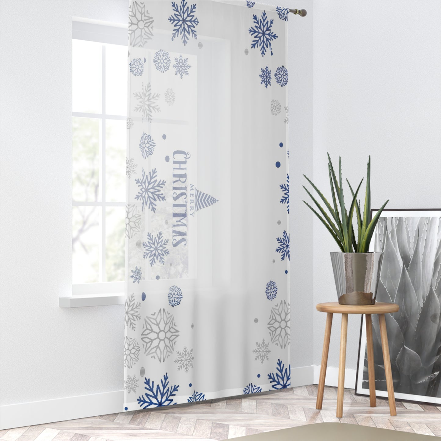 White Christmas Window Curtain
