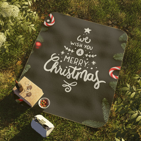 We Wish You Merry Christmas Printed Picnic Blanket