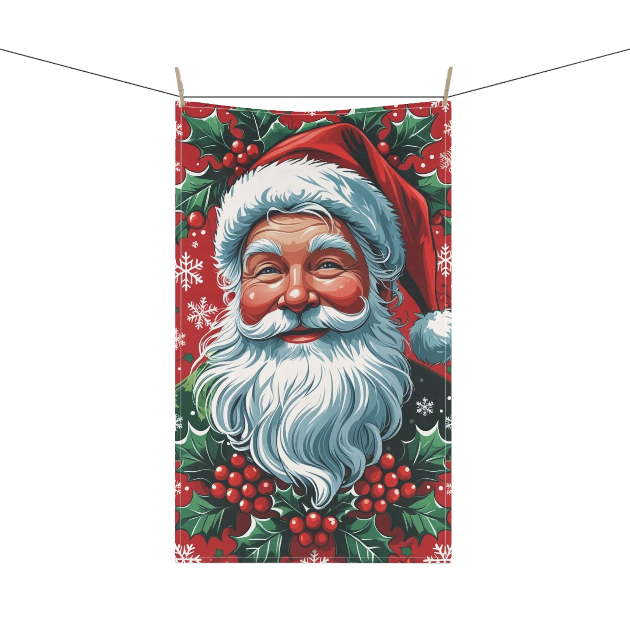 Festive Christmas Tea Towel with Santa Claus Design