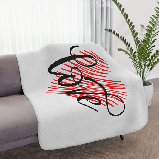 Love inside Heart Printed Tan Sherpa Blanket for Valentine