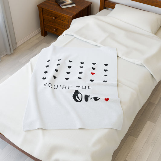 You are the one, Velveteen Plush Blanket for Valentine