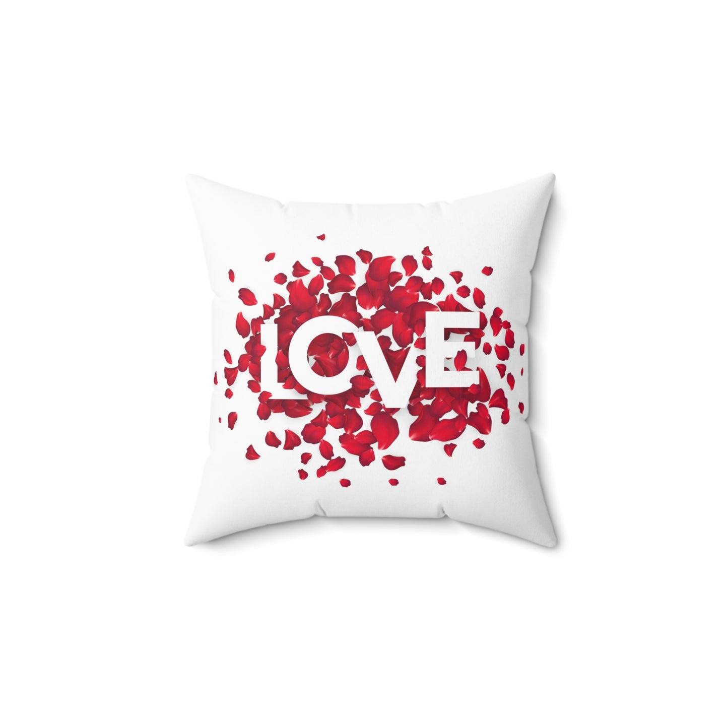 Love with Heart Made of Flowers Printed Polyester Sqaure Pillow