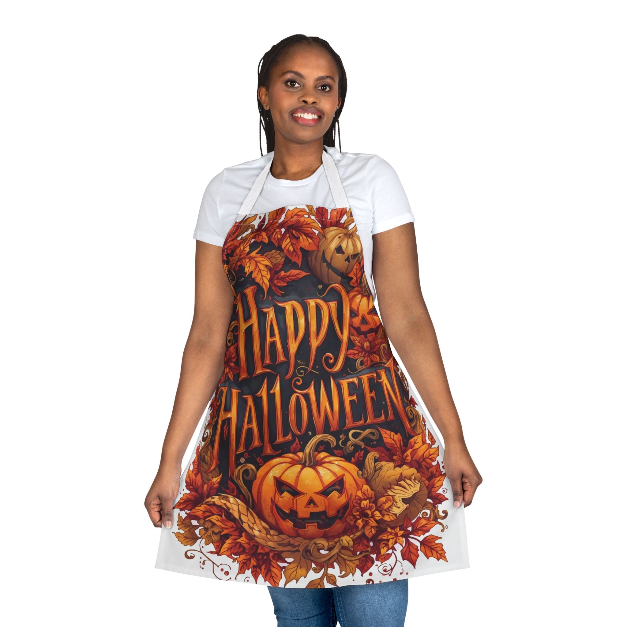 Halloween Apron – Happy Halloween Festive Cooking and Baking Apron for Fall Season and Parties
