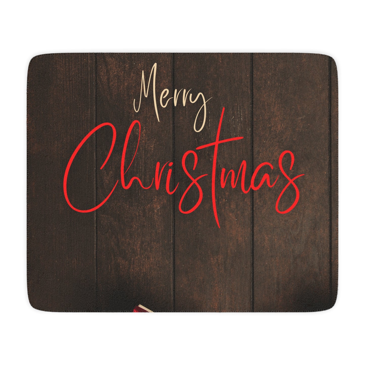 Merry Christmas Printed Sherpa Blanket, Coffee