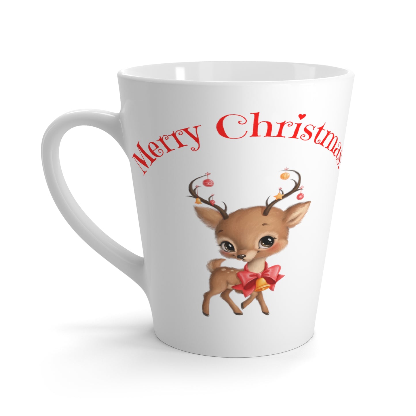 Merry Christmas Theme Latte Ceramic Mug, 12oz