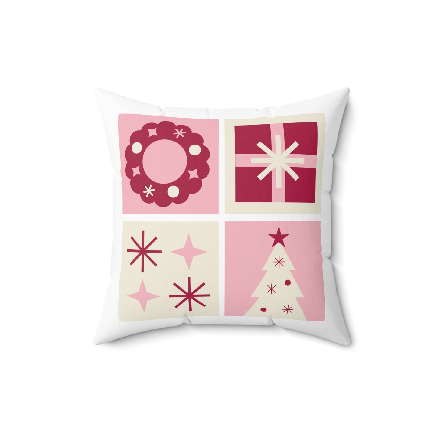 Holiday Spun Polyester Square Pillow, Pink