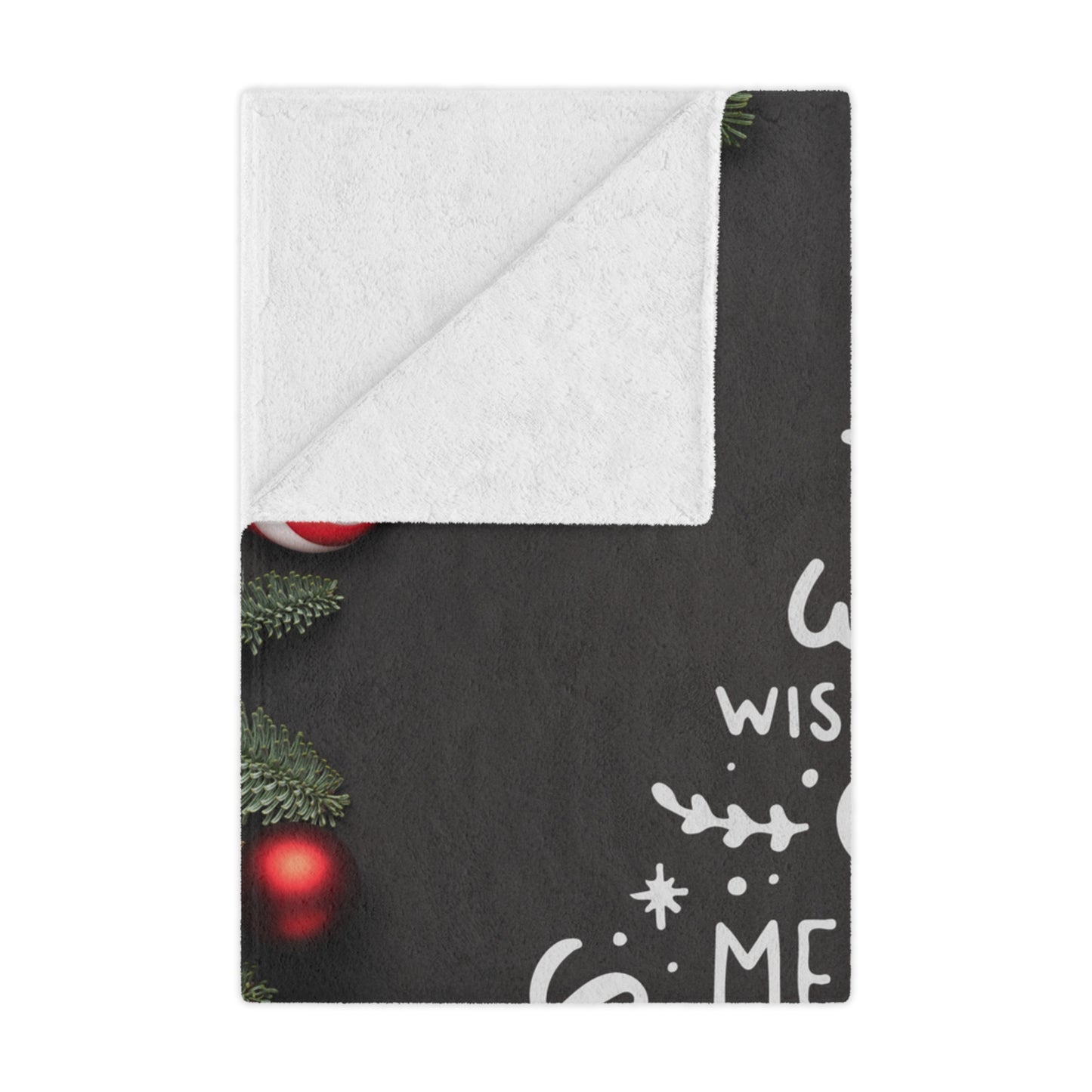 We Wish You Merry Christmas Printed Minky Blanket, Black