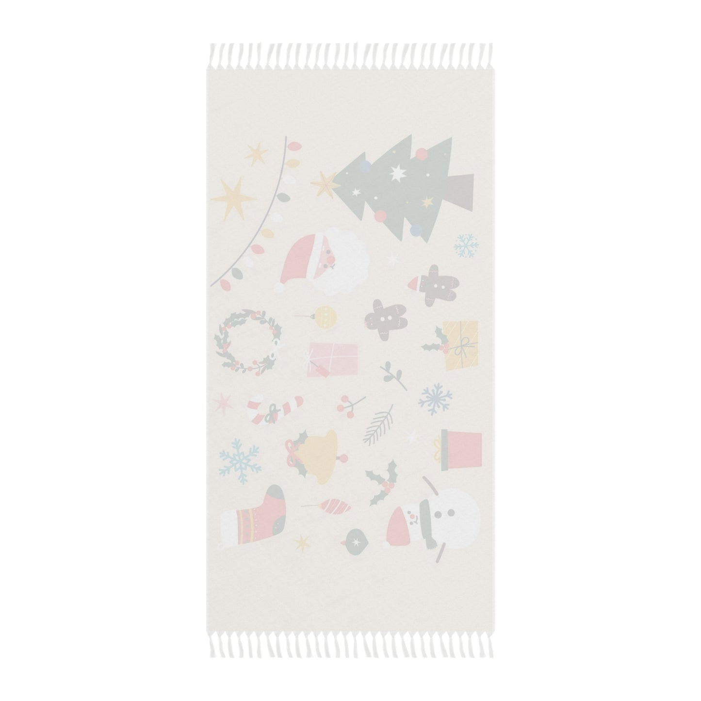 Christmas Boho Beach Cloth with Tassels – Large Lightweight Polyester Throw