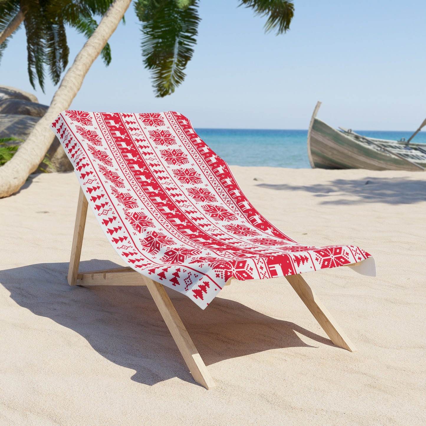 Christmas Beach Towel – Soft Polyester Cotton Holiday Pool & Beach Blanket