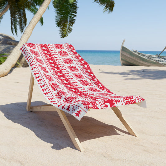 Christmas Beach Towel – Soft Polyester Cotton Holiday Pool & Beach Blanket