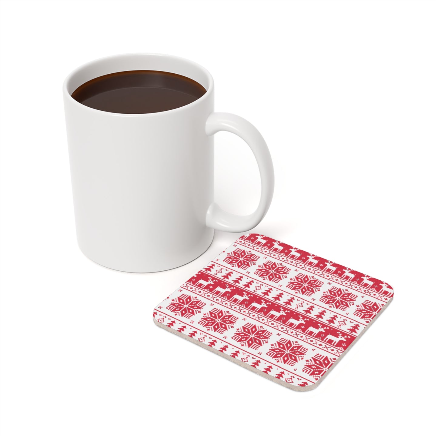 Durable Christmas Cork Back Coaster with Glossy High-Quality Top