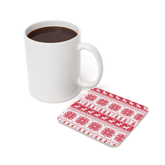 Durable Christmas Cork Back Coaster with Glossy High-Quality Top