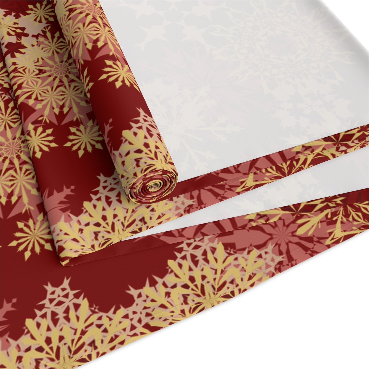 Maroon Floral Table Runner – Elegant Gold & Pink Flower Pattern Decor