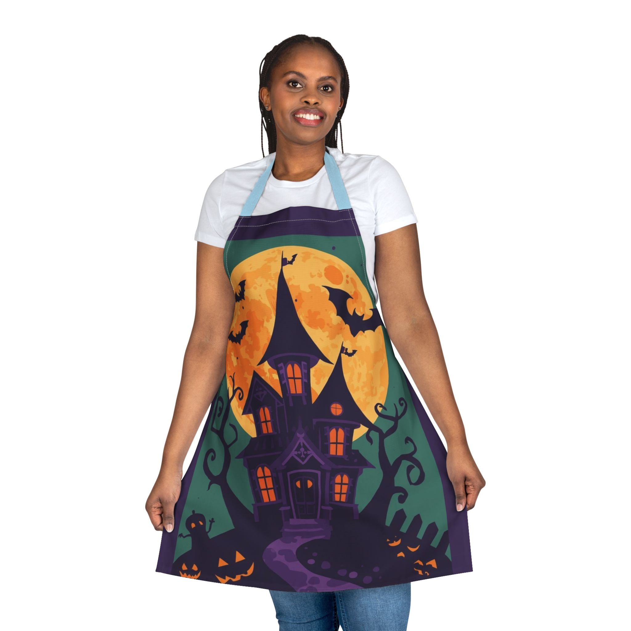 Halloween Apron – Haunted Mansion Festive Apron for Spooky Cooking, Baking, and Parties