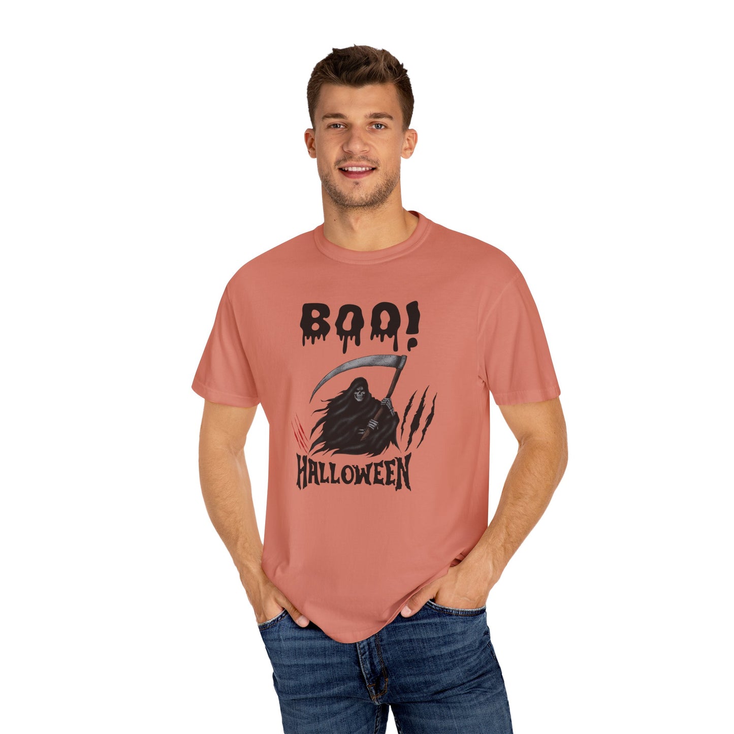 Grim Reaper Halloween Tee – Scary Gothic Horror Shirt with Claw Marks