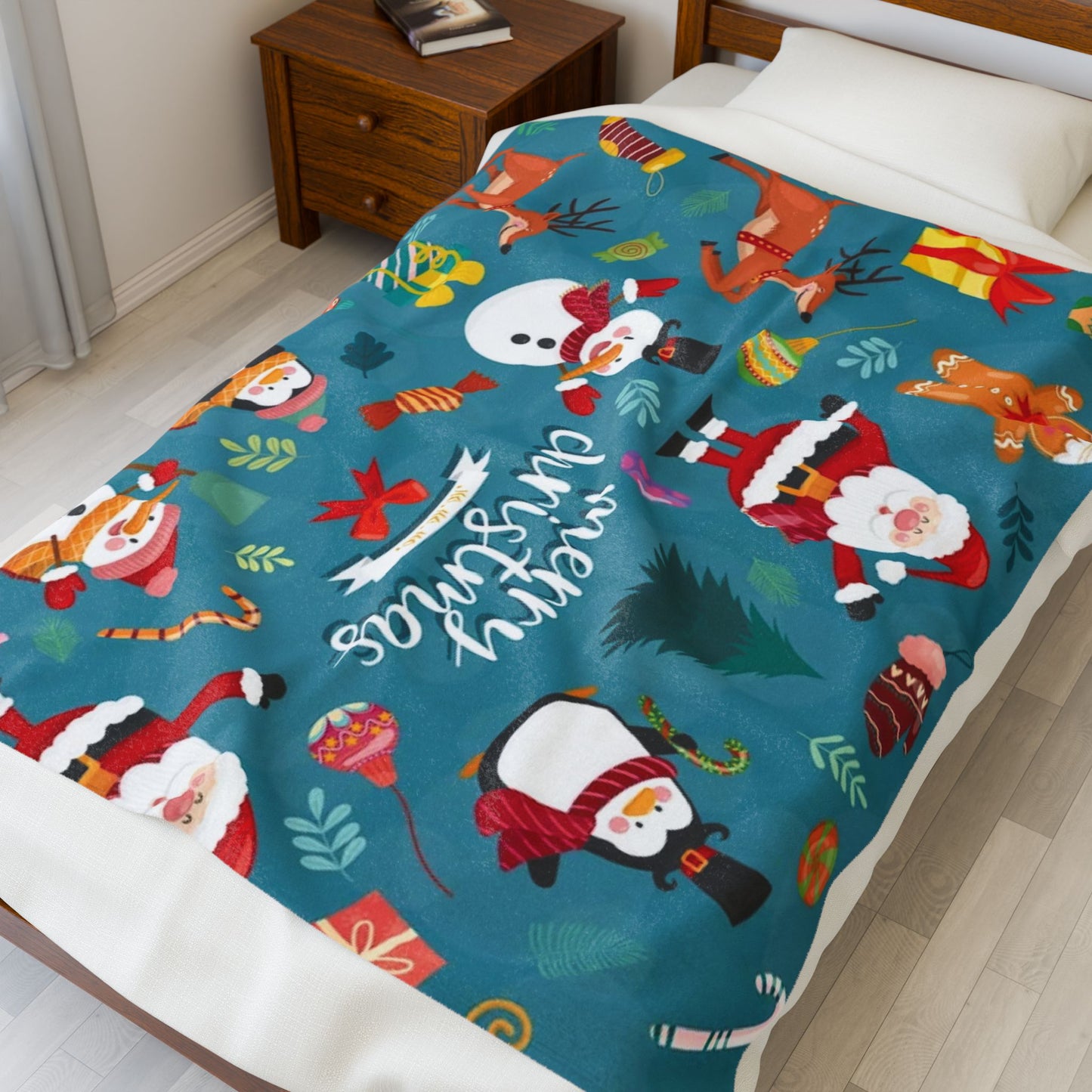 Christmas Velveteen Plush Throw Blanket – Soft & Cozy Winter Home Décor