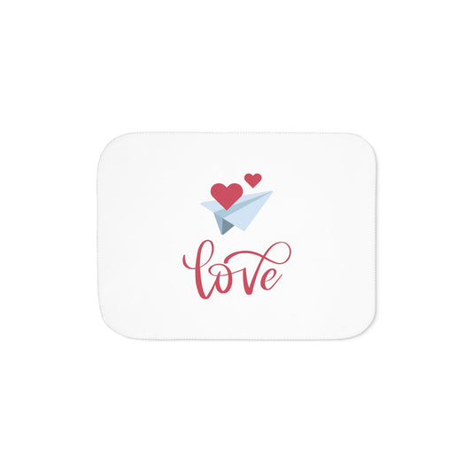 Love with Flying Heart Printed Sherpa Blenket for Valentine Day