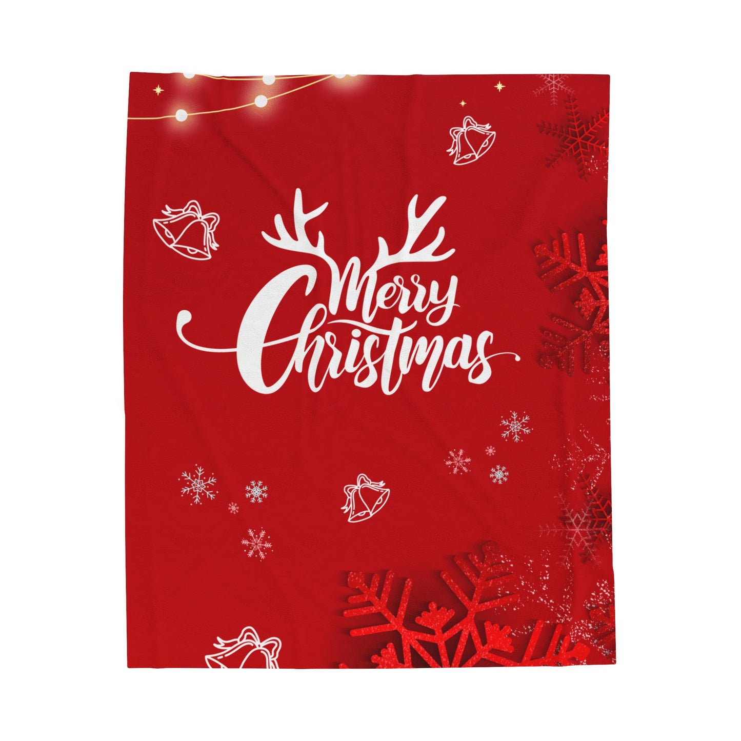 Merry Christmas in Red Printed Velveteen Plush Blanket
