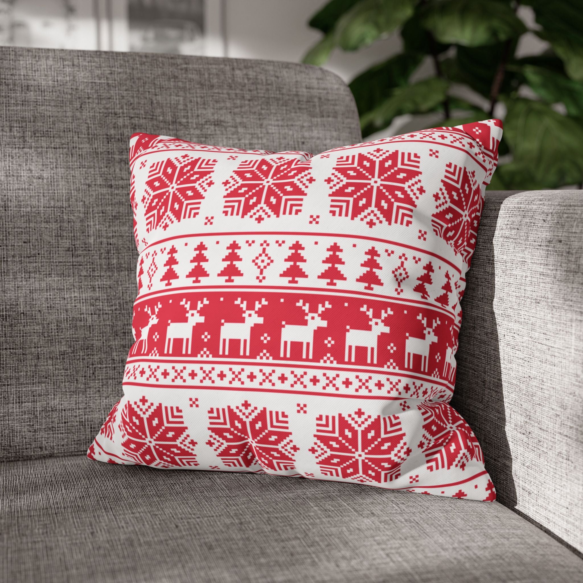 Christmas Spun Polyester Pillowcase – Double-Sided Holiday Cushion Cover