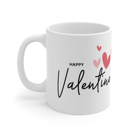 Happy Valentine with Heart Printed Valentine Ceramic Mug, 11oz