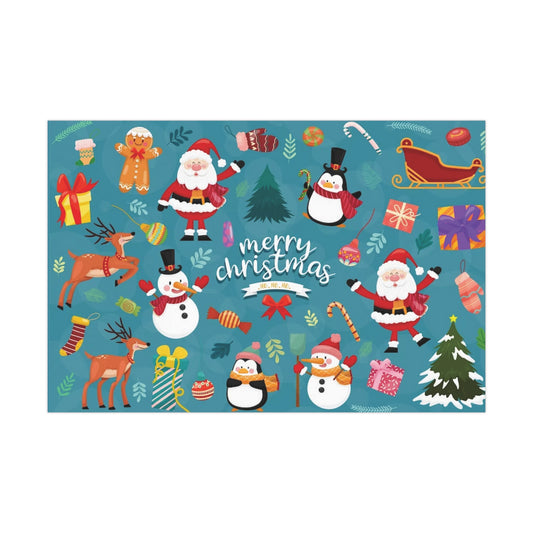 Blue Christmas Gift Wrap Paper