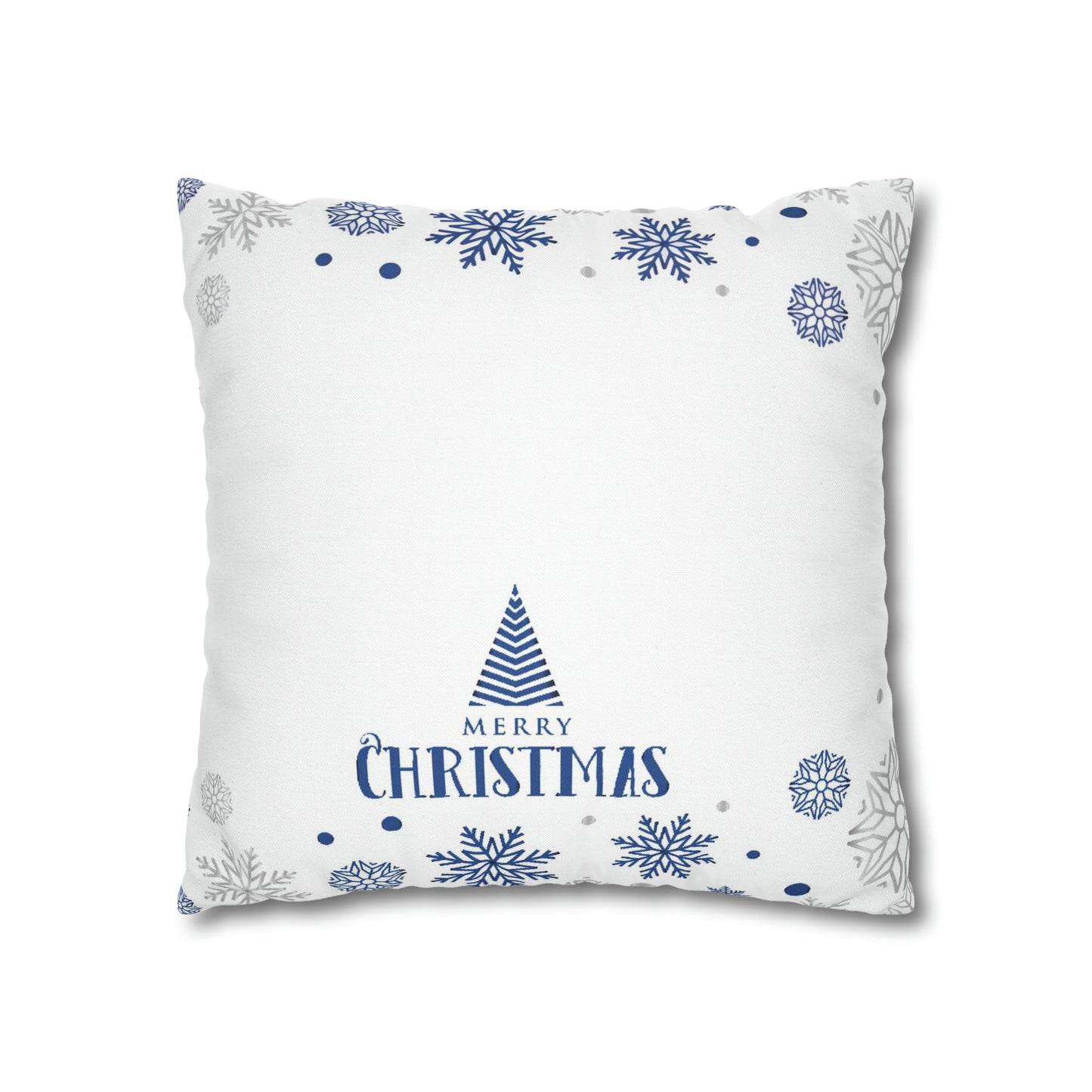 White Christmas Spun Polyester Square Pillow Case