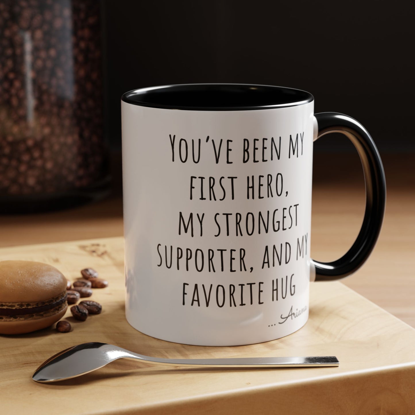 Father’s Day Mug with Heartfelt Quote – “You’ve Been My First Hero” Coffee Cup Gift from Daughter or Son