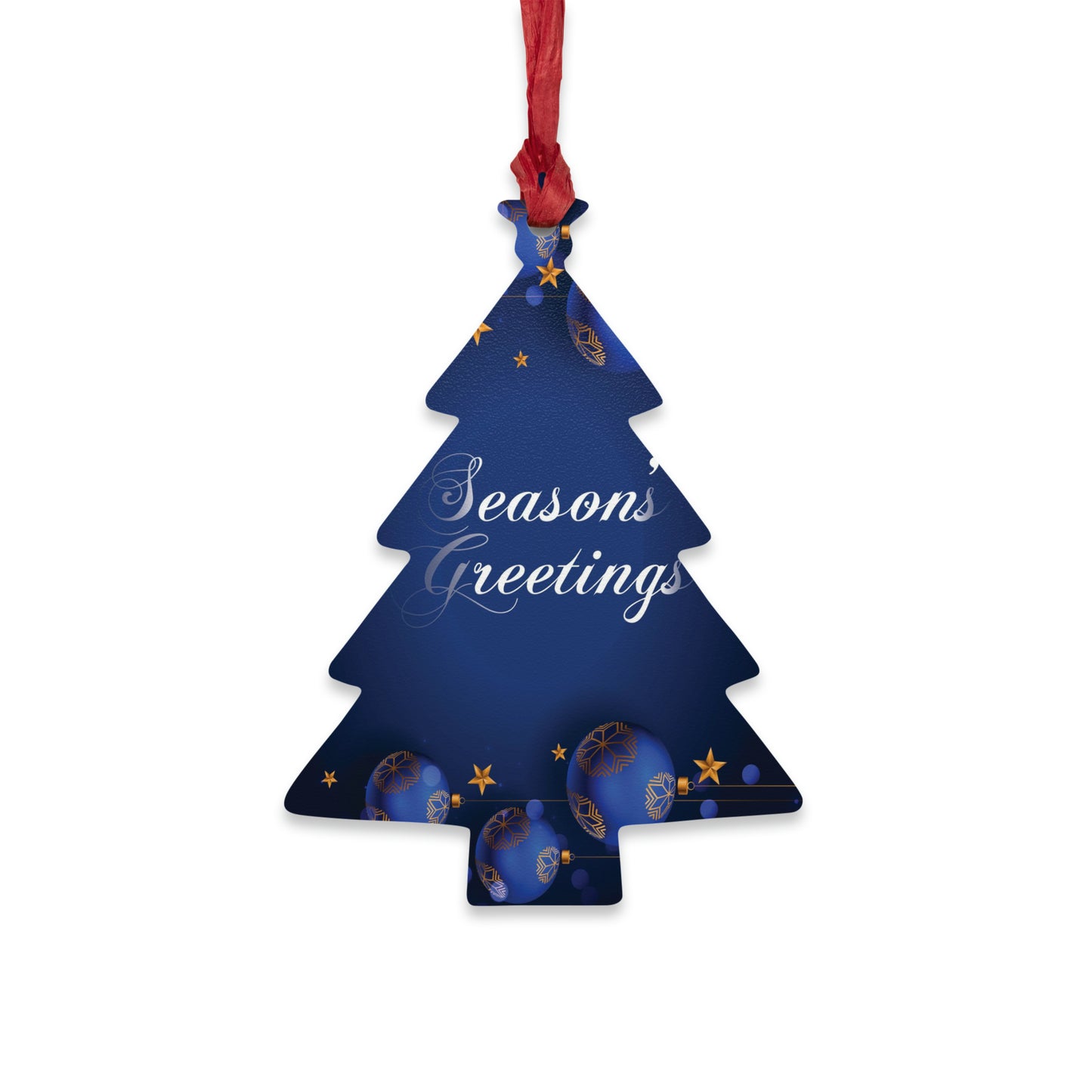 Season's Greetings Wooden Ornaments, Dark Blue