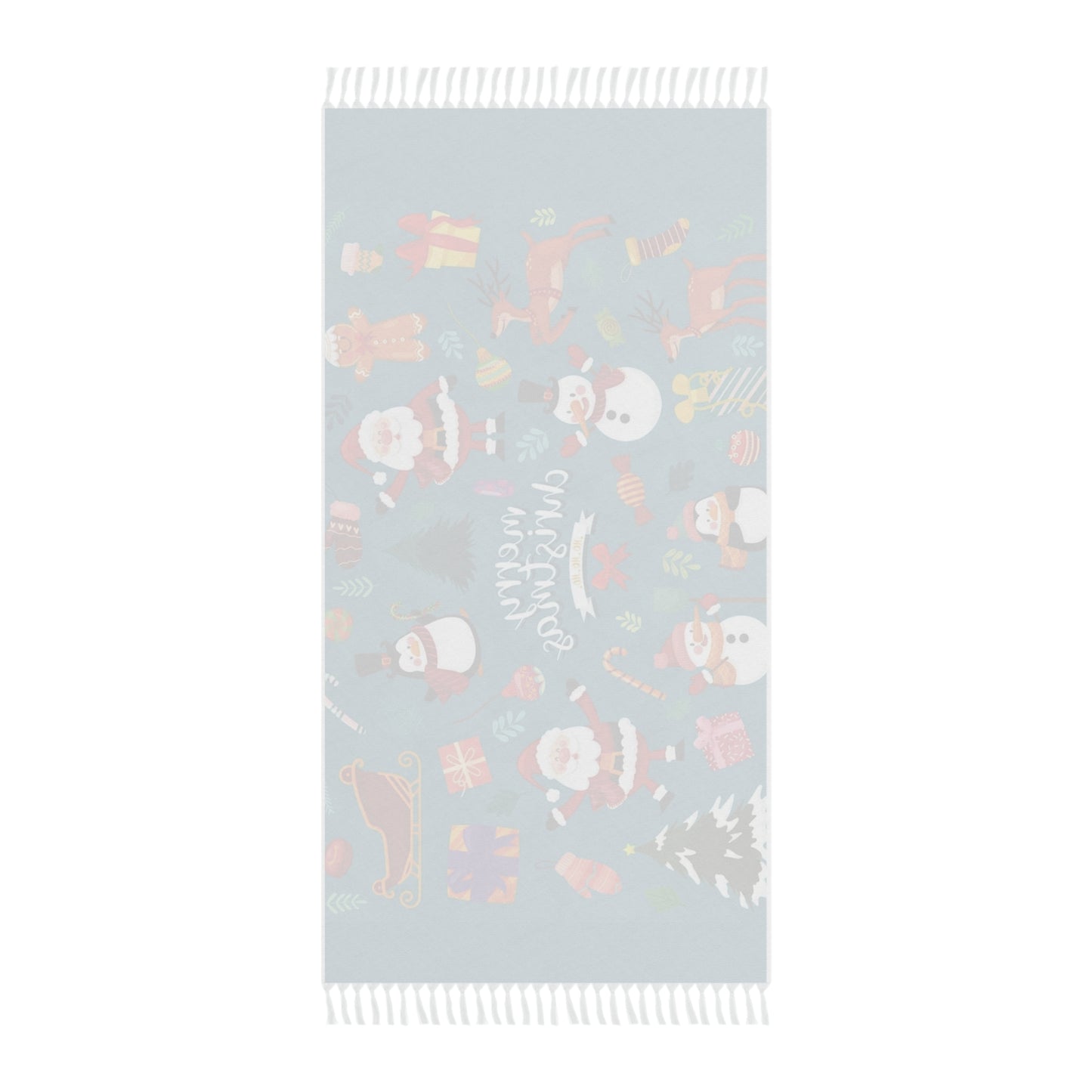 Christmas Boho Beach Cloth – Large Holiday Polyester Towel with Tassels